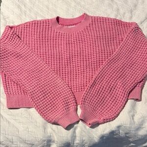 Hollister Pink Textured Crew Neck Sweater